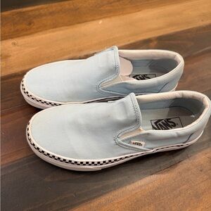 Vans Check Foxing Sky Blue Classic Slip On Shoes Size 9.5